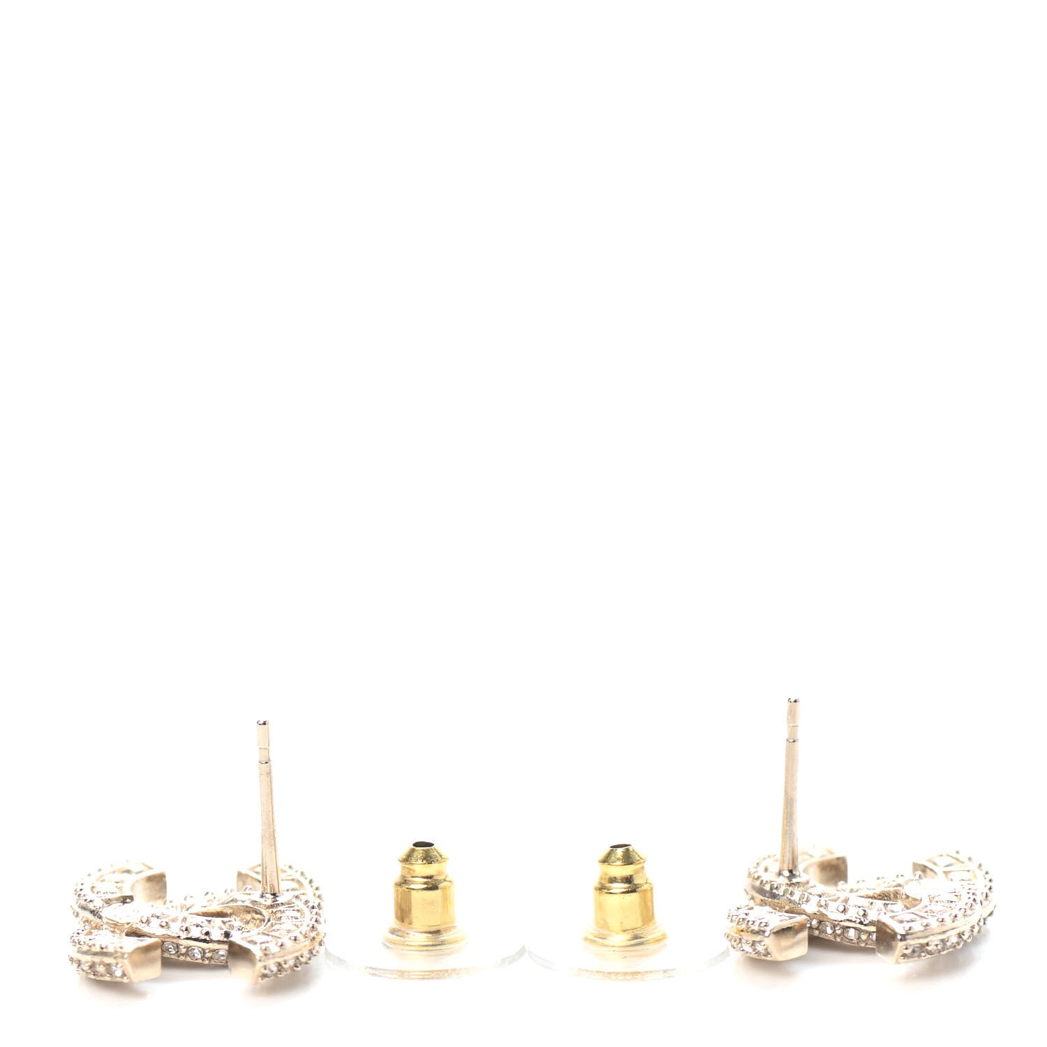 Chanel Crystal Timeless CC Earrings Light Gold 3 of 4