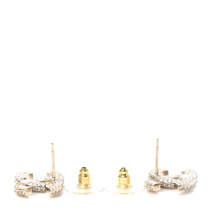 Chanel Crystal Timeless CC Earrings Light Gold 3 of 4