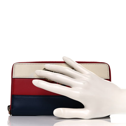 Gucci Calfskin Queen Margaret Zip Around Wallet Blue Agata Hibiscus Red Mystic White 2 of 8