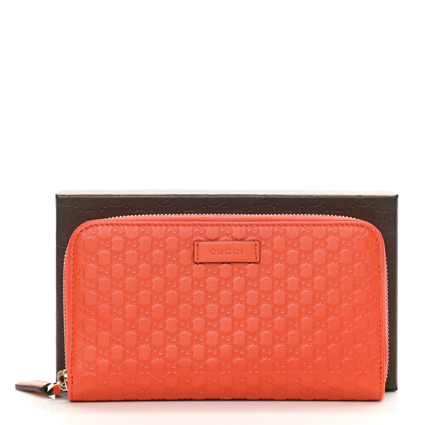 Microguccissima Zip Around Wallet Sun Orange