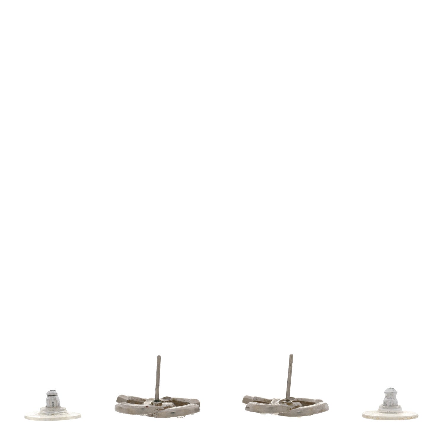 Chanel Baguette Crystal CC Earrings Silver 3 of 5