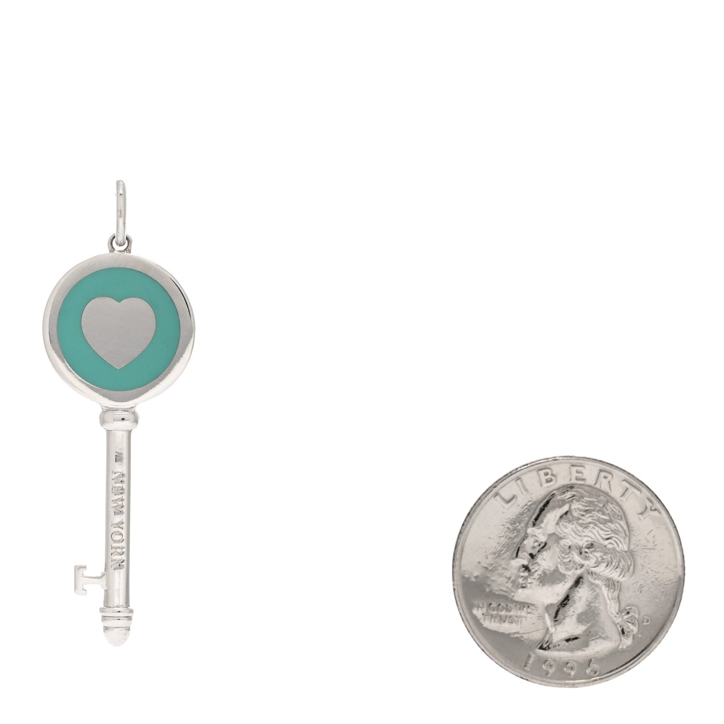 Sterling Silver Enamel Heart Key Pendant Blue