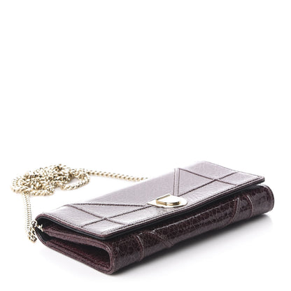 Christian Dior Ceramic Effect Deerskin Diorama Croisiere Chain Wallet Burgundy 4 of 9