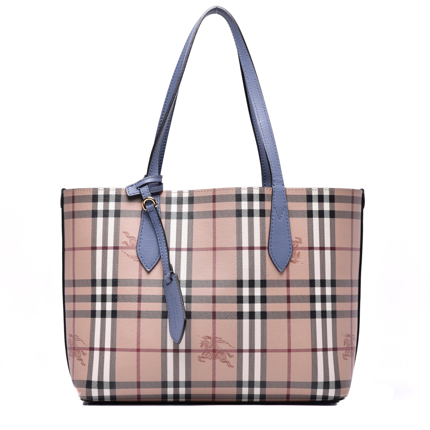 Calfskin Haymarket Check Medium Reversible Tote Blue