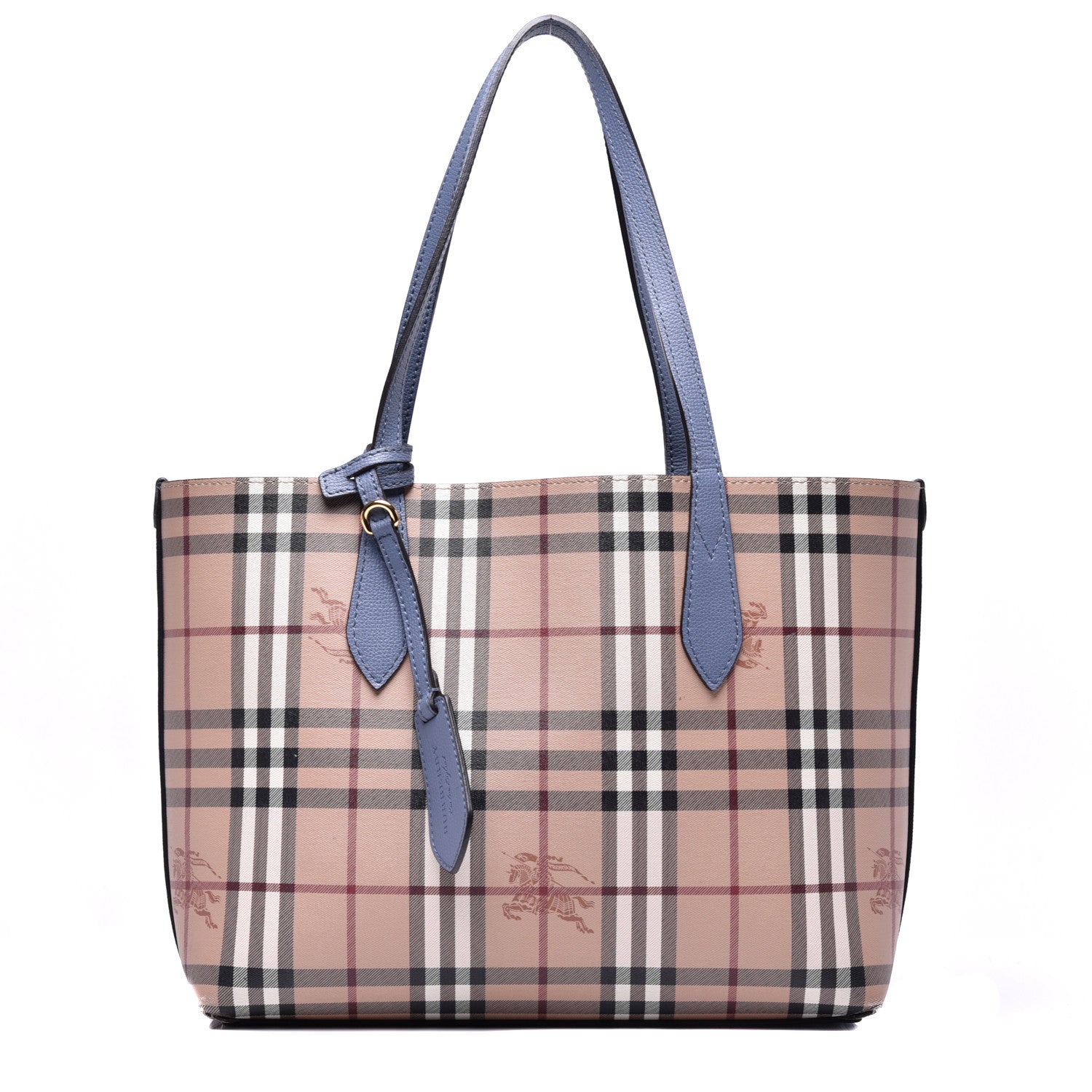 Burberry Calfskin Haymarket Check Medium Reversible Tote Blue 4 of 16