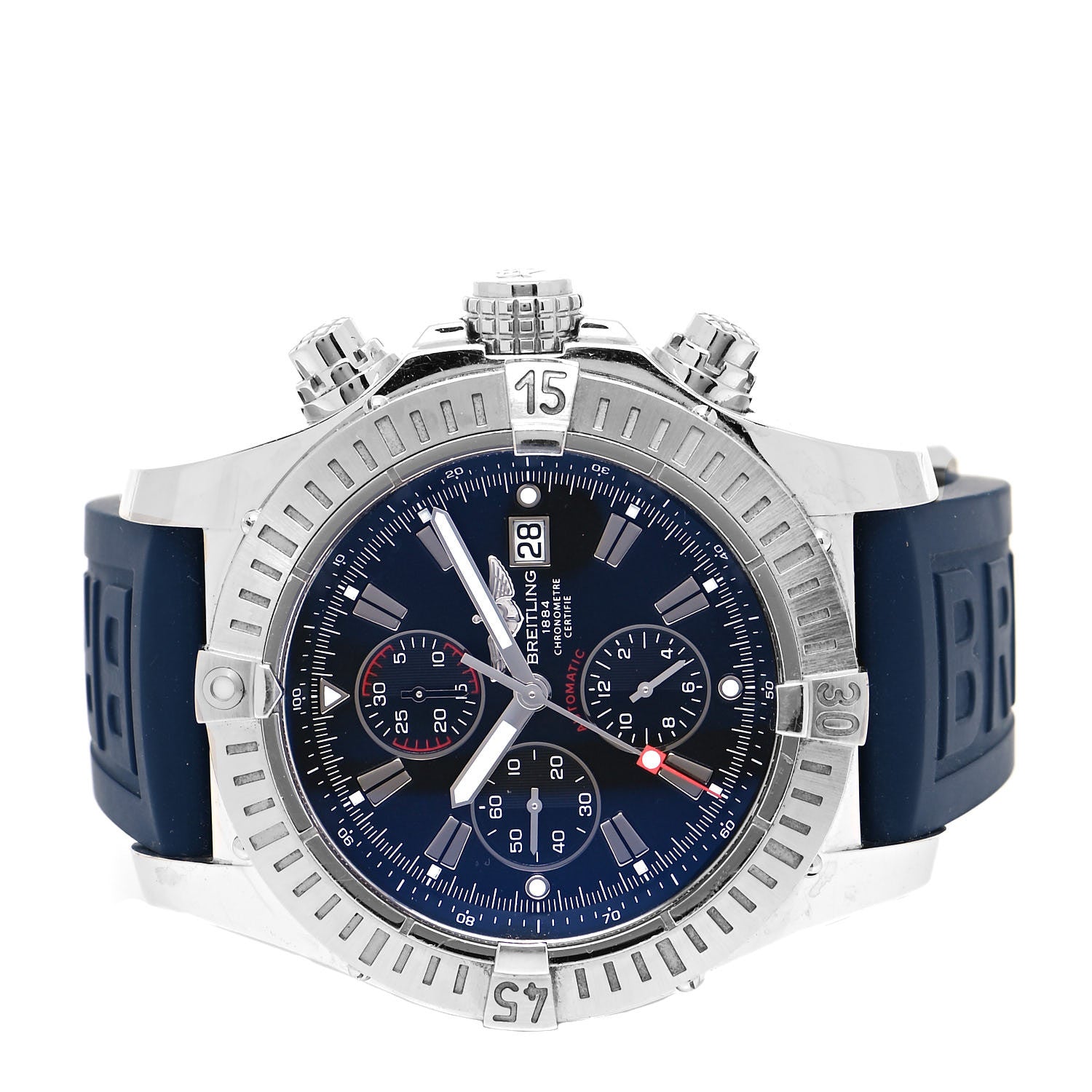 Breitling Stainless Steel Rubber 48mm Super Avenger Chronograph Automatic Watch Blue A13370 3 of 5