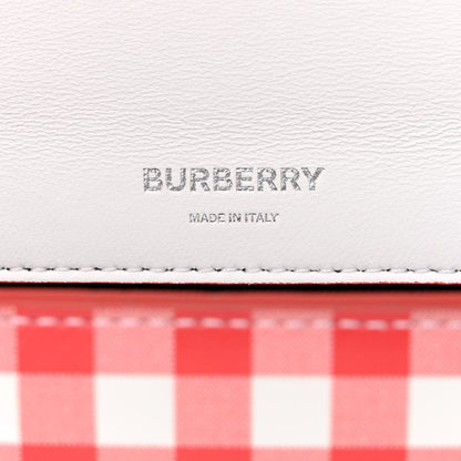 Burberry Calfskin Gingham Print Lola Bag Red White 6 of 10