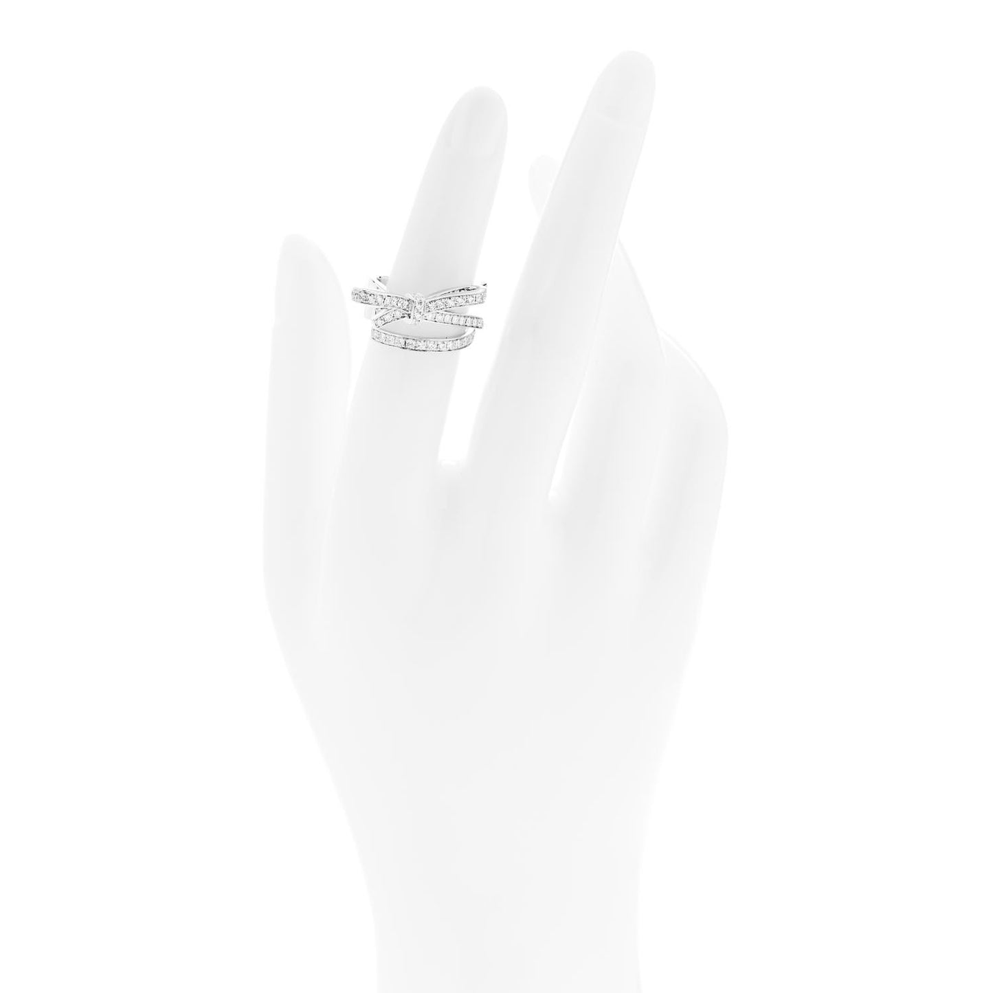 18K White Gold Diamond Ruban Split Ring 49 5