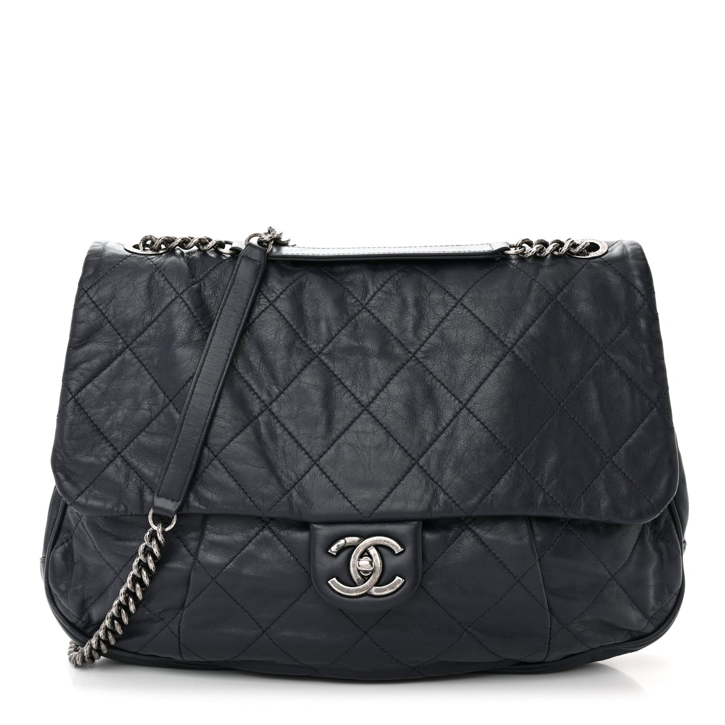 Calfskin Coco Pleats Flap Black