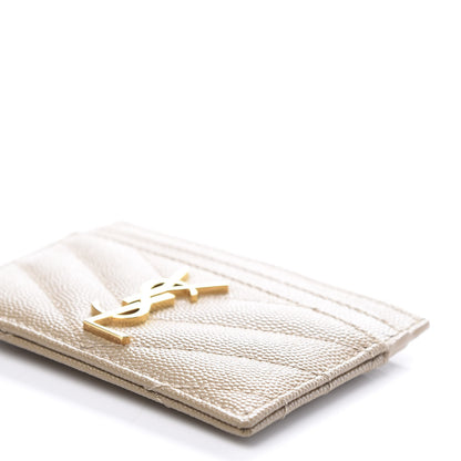 Saint Laurent Grain De Poudre Matelasse Chevron Monogram Credit Card Case Cork 7 of 7