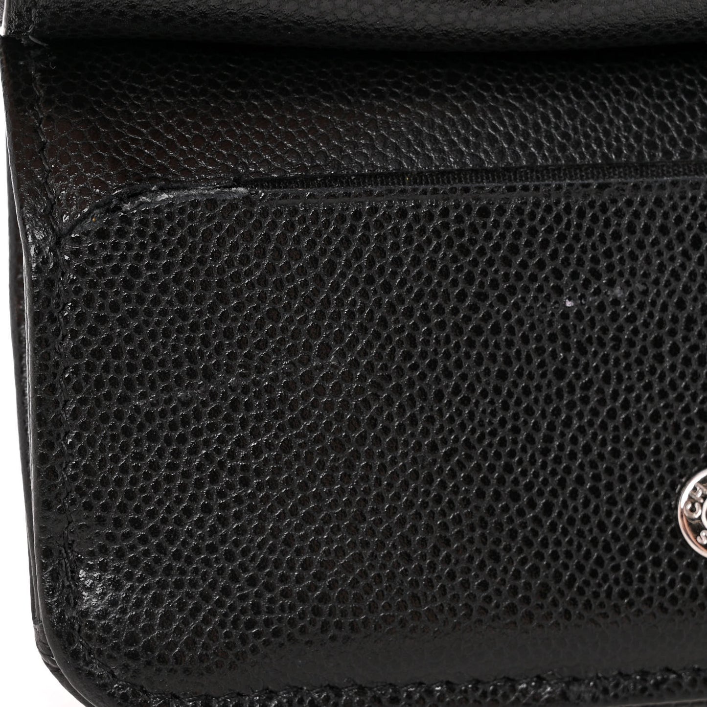 Caviar Quilted Flap Zip Card Holder Black