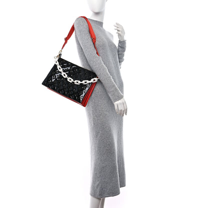 Louis Vuitton Patent Embossed Monogram Lambskin Coussin MM Black Red 2 of 15