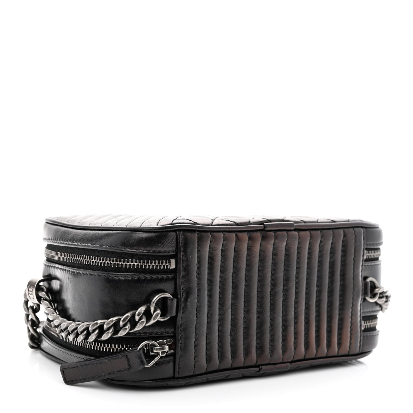 Glazed Calfskin Small Coco Boy Camera Case Black
