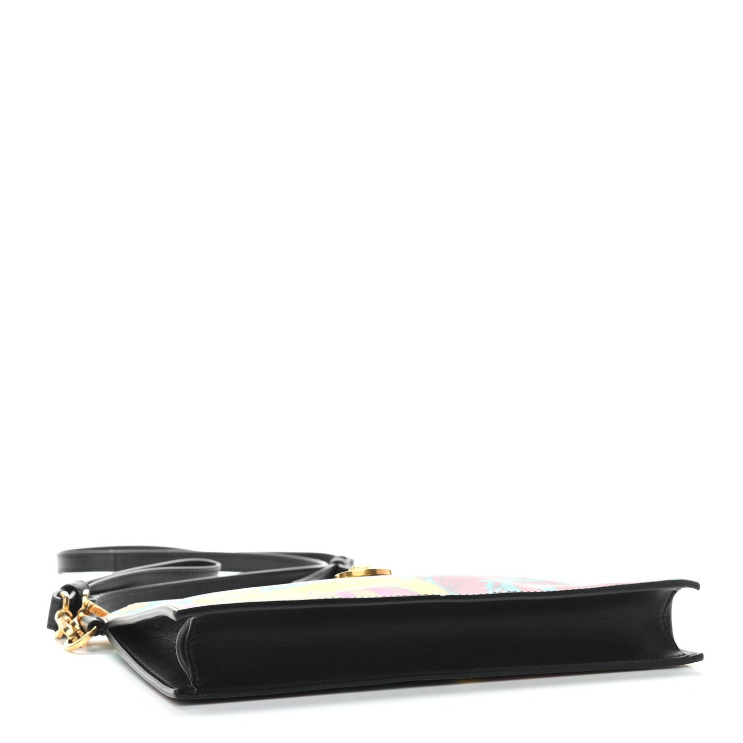 Vitello Baroque Print Wristlet Pouch Black Multicolor
