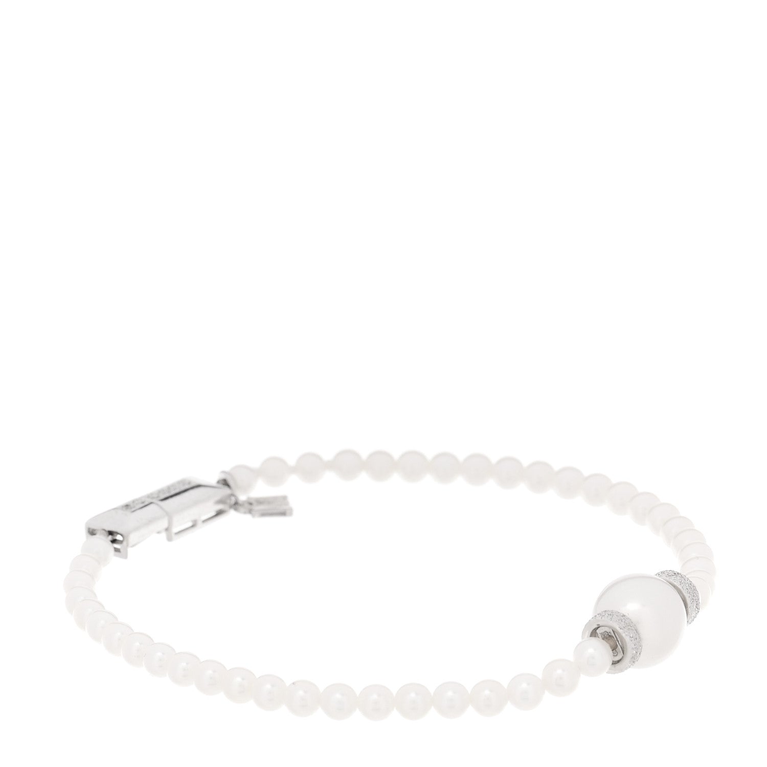 Mikimoto 18K White Gold Diamond Akoya Cultured Pearl 9.5mm Bracelet 1 of 3