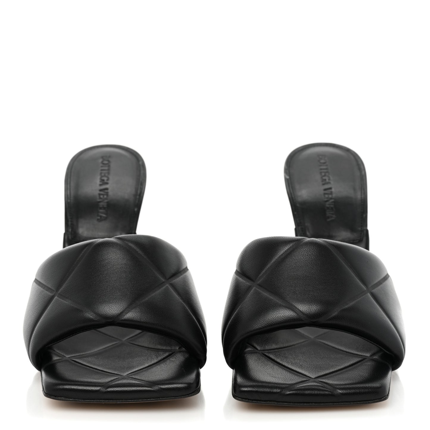 Nappa Quilted Rubber Lido Mule Sandals 35.5 Black