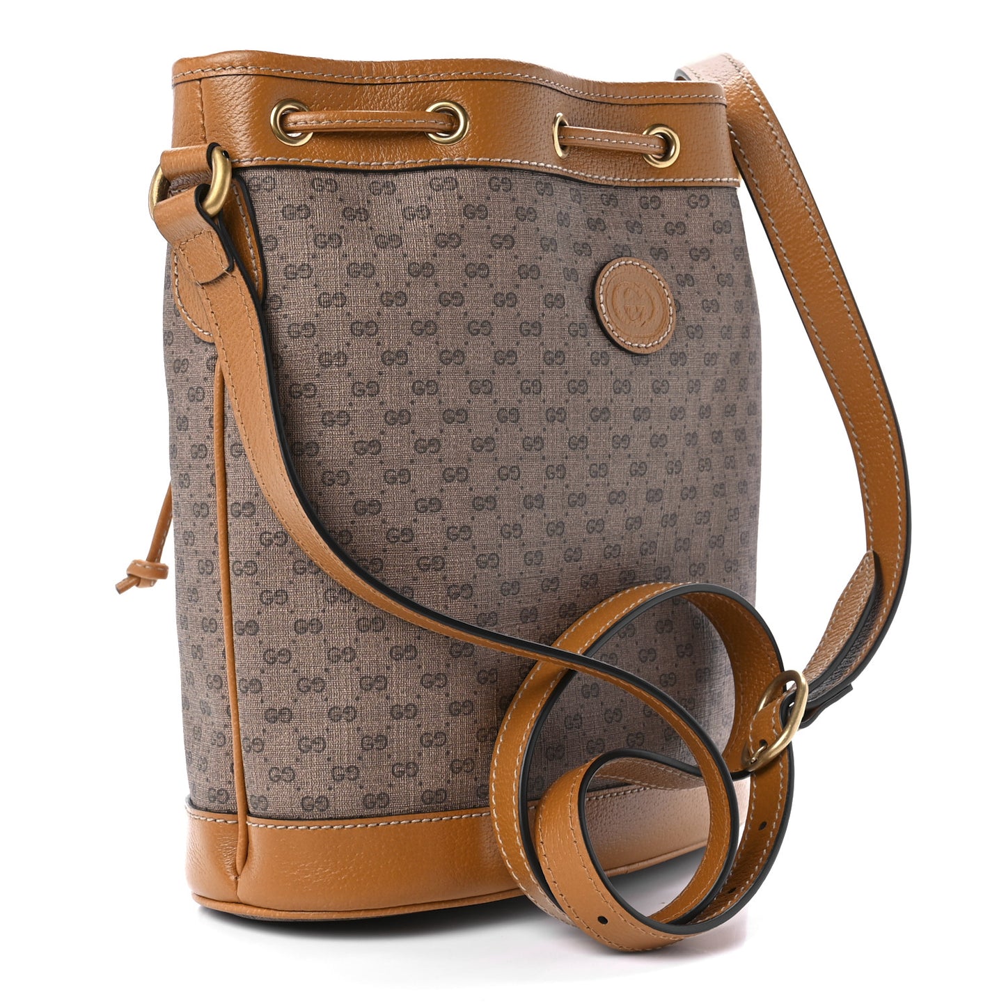 X DISNEY Mini Vintage GG Supreme Monogram Bucket Bag Beige Vintage Sun Oil