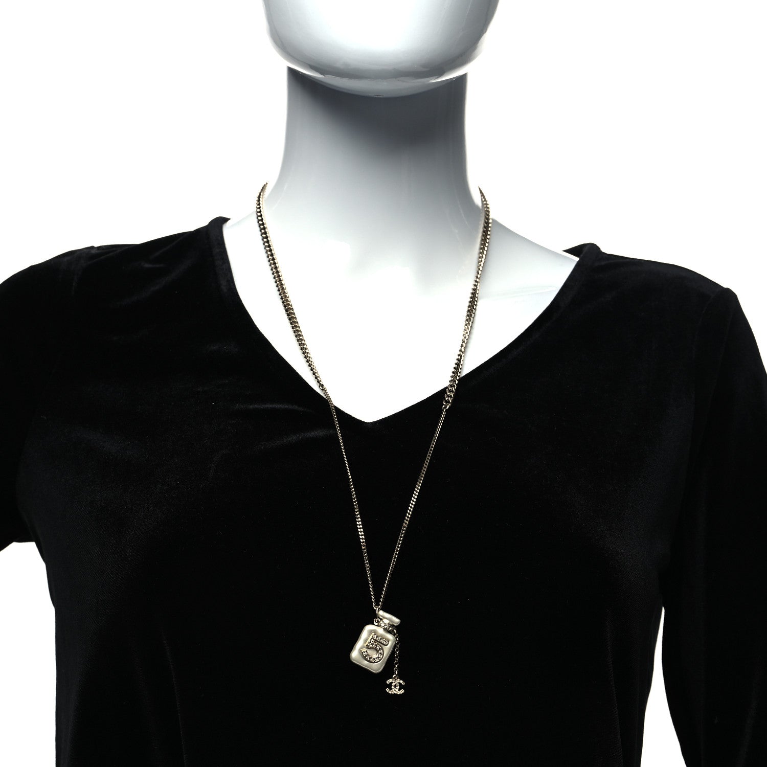 Chanel Resin Crystal CC No 5 Perfume Bottle Necklace 2 of 5
