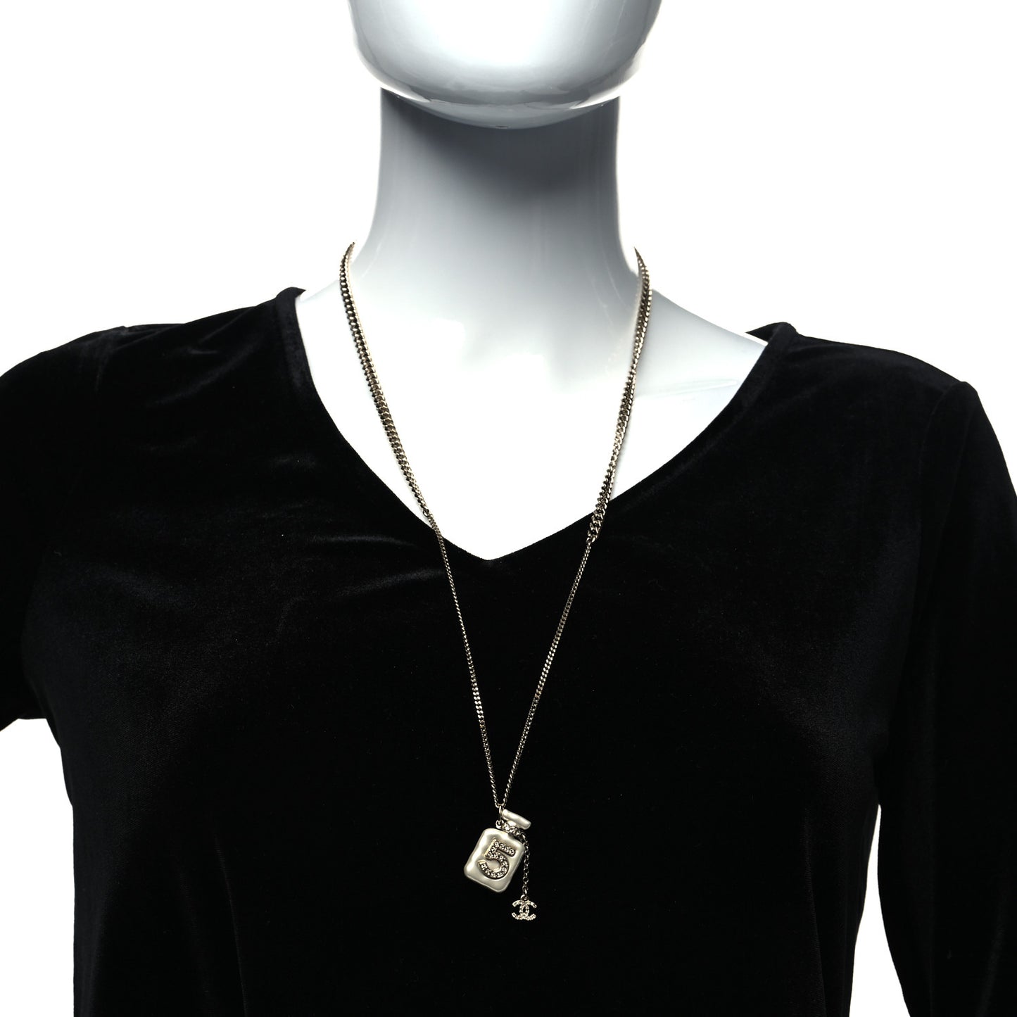 Resin Crystal CC No 5 Perfume Bottle Necklace
