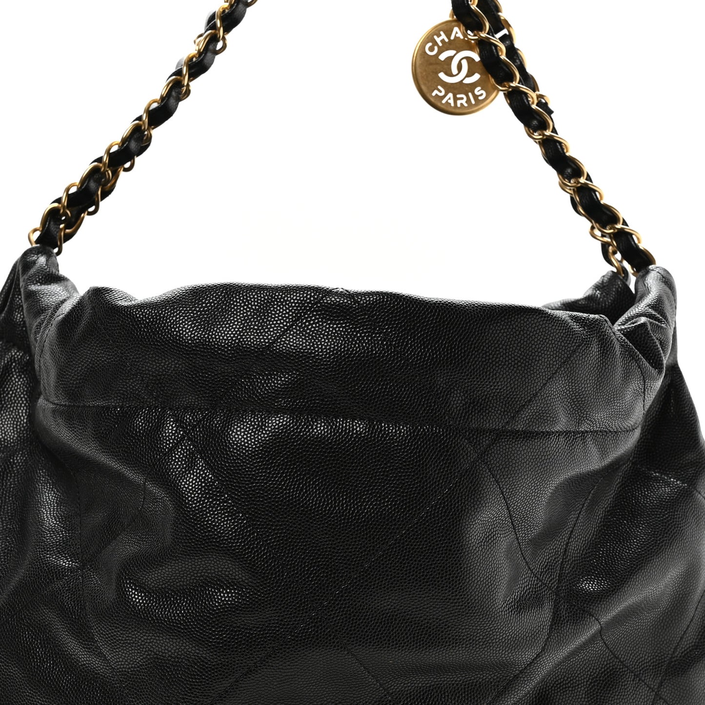 Shiny Caviar Quilted Monochrome Chanel 22 Black