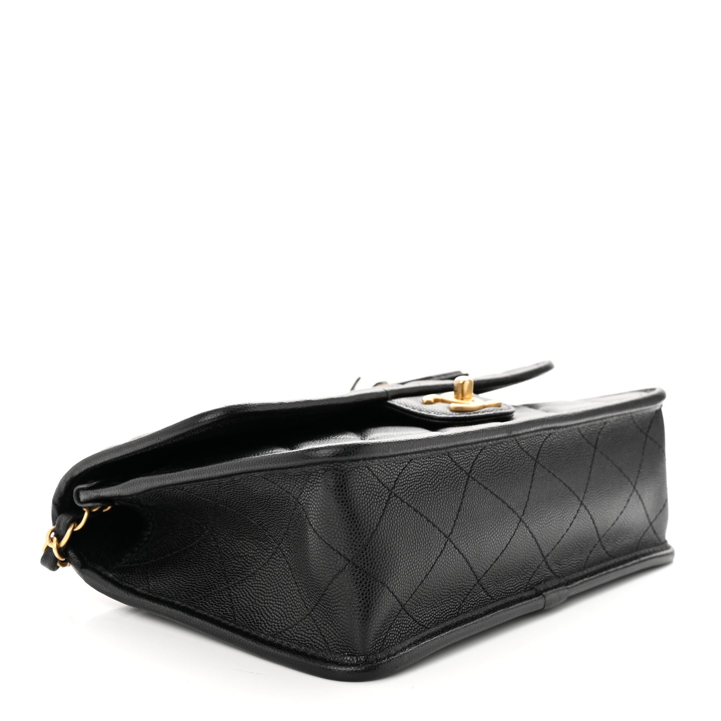 Caviar Quilted School Memory Small Top Handle Flap Black