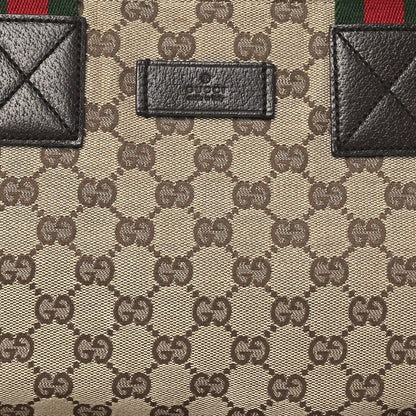 Gucci GG Monogram Medium Web Handle Bucket Tote Dark Brown 8 of 10