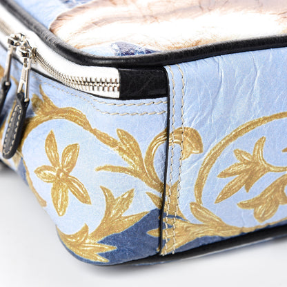 Balenciaga Agneau Floral Print Small Blanket Square Tote Bleu 5 of 9