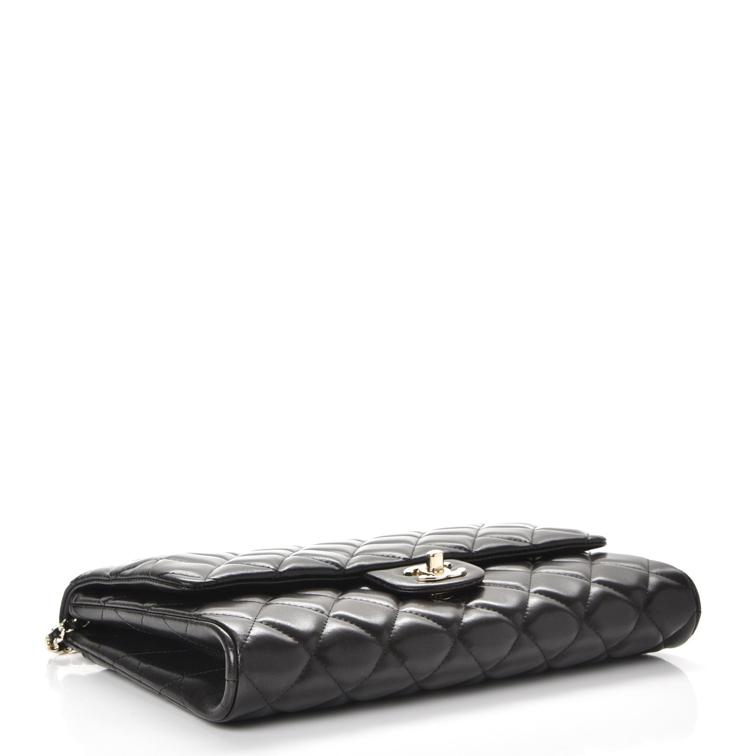 Chanel Lambskin Quilted Clutch With Chain Flap Black 3 of 8