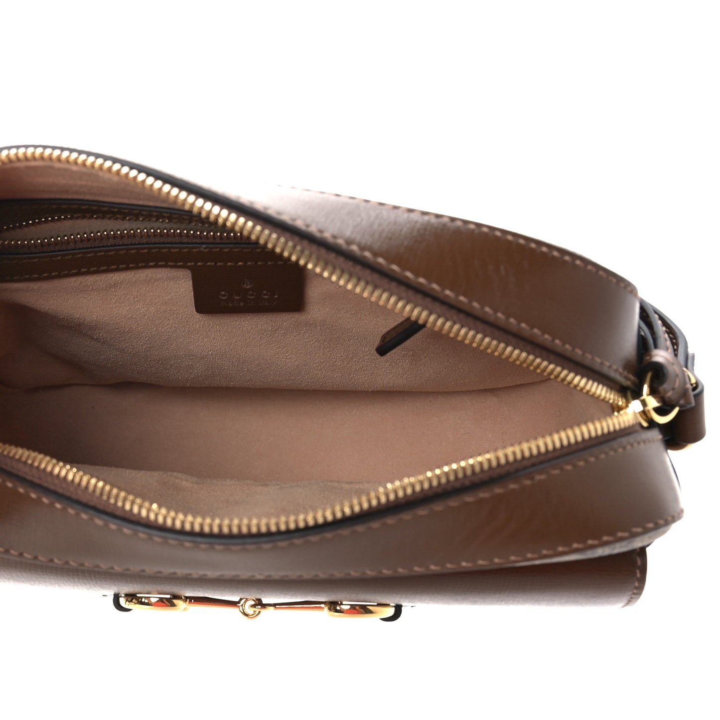 GG Supreme Monogram Small Horsebit 1955 Shoulder Bag Beige Brown Sugar
