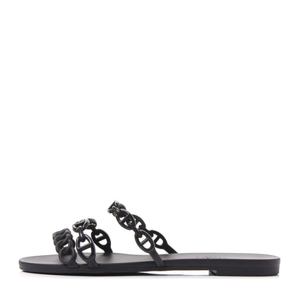 Hermes Rubber Chaine d'Ancre Rivage Sandals 37 Black 1 of 9