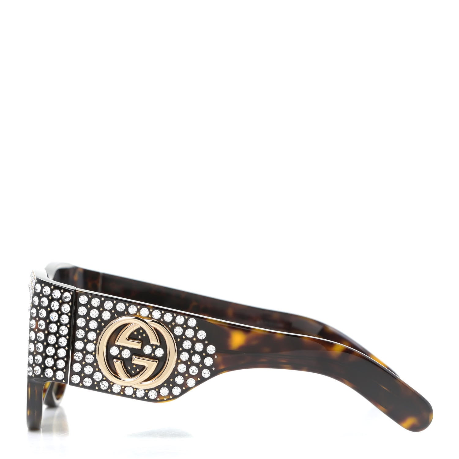 Gucci Acetate Crystal Oversize Hollywood Forever Sunglasses GG0144S Tortoiseshell 3 of 4
