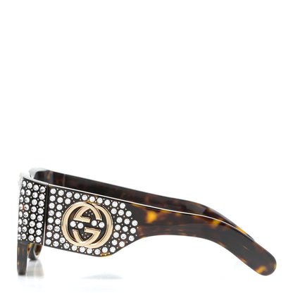 Gucci Acetate Crystal Oversize Hollywood Forever Sunglasses GG0144S Tortoiseshell 3 of 4