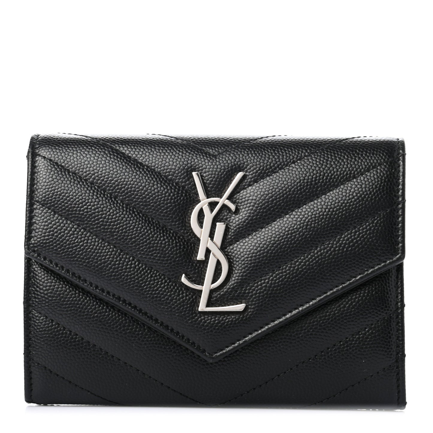 Grain De Poudre Matelasse Chevron Small Monogram Passport Case Black