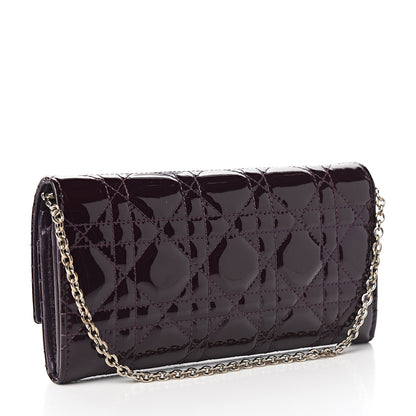 Christian Dior Patent Cannage Rendezvous Chain Wallet Purple 2 of 6