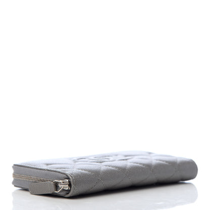 Chanel Metallic Caviar Quilted Medium Maxi CC Zip Around Wallet Grey 4 of 9