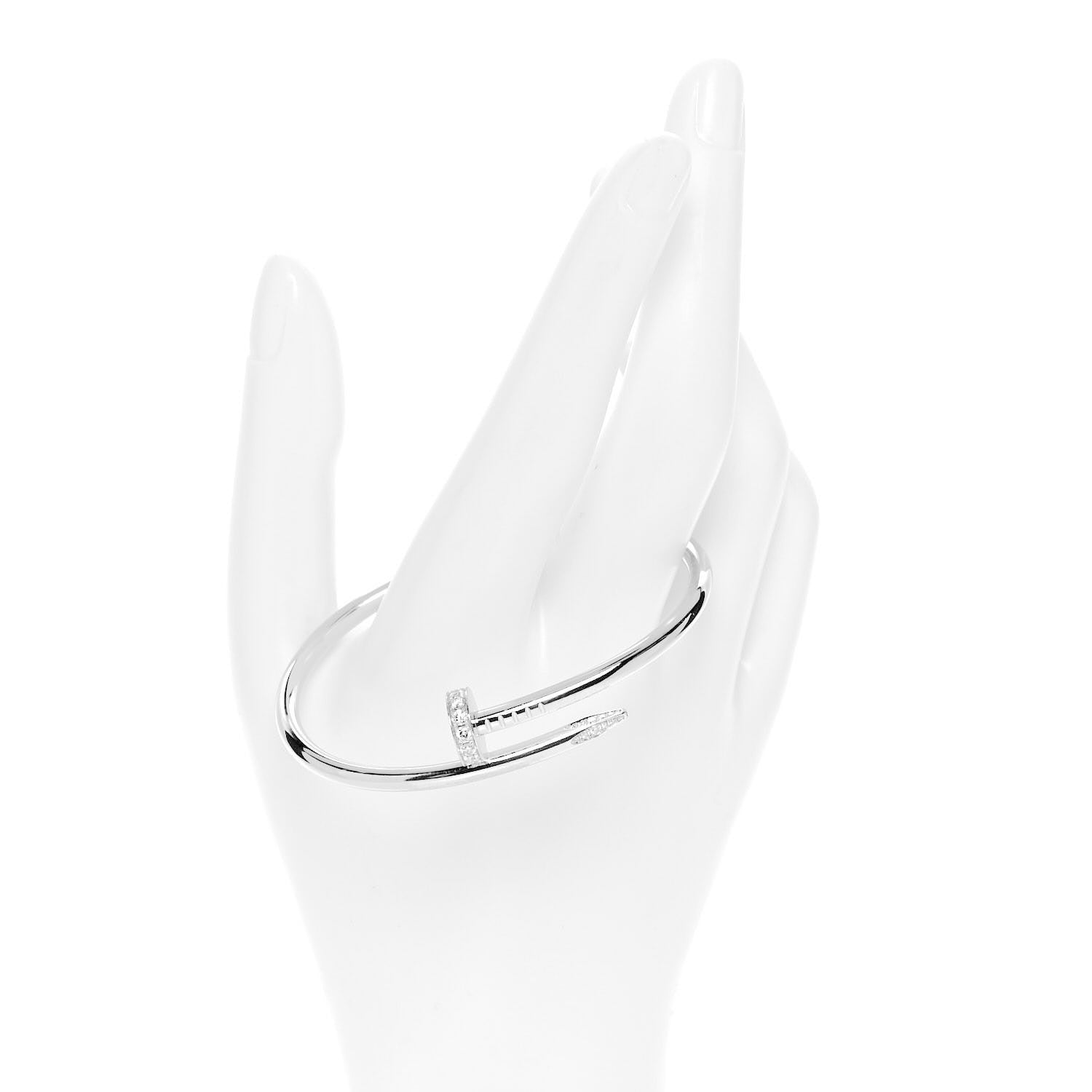 Cartier 18K White Gold Diamond Juste Un Clou Bracelet 17 2 of 5