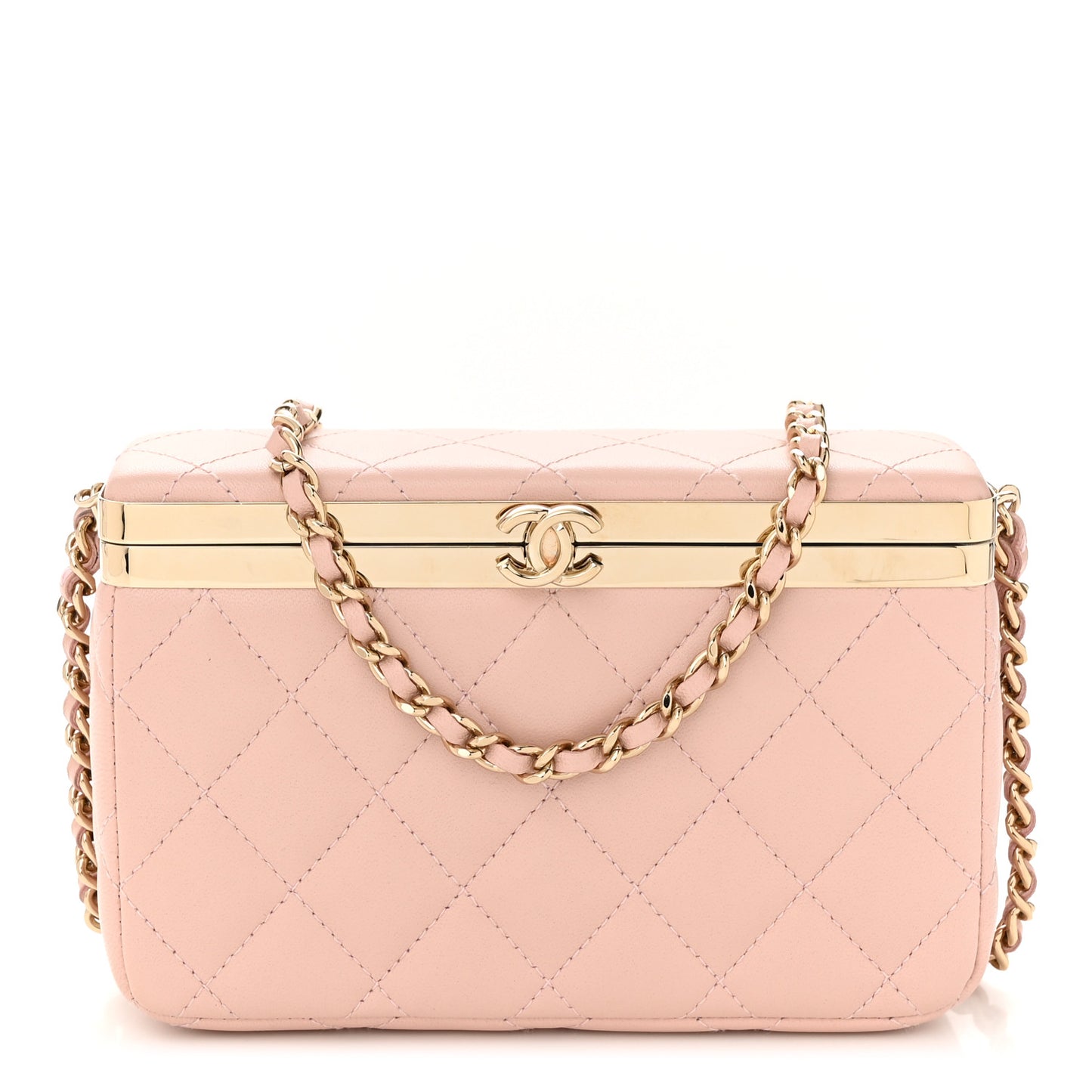 Lambskin Quilted CC Vanity With Chain Light Pink