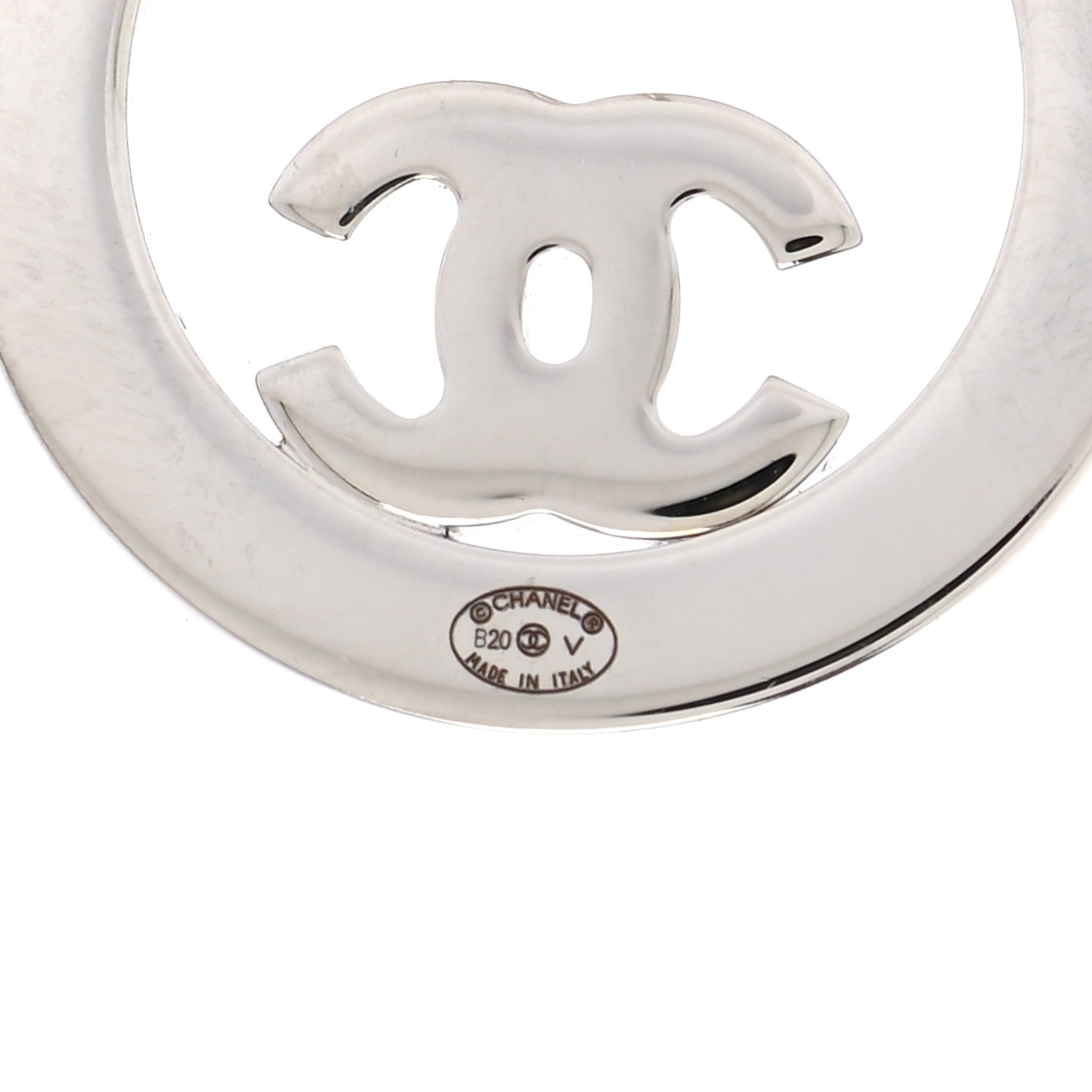 Chanel Crystal CC Round Earrings Silver 4 of 5