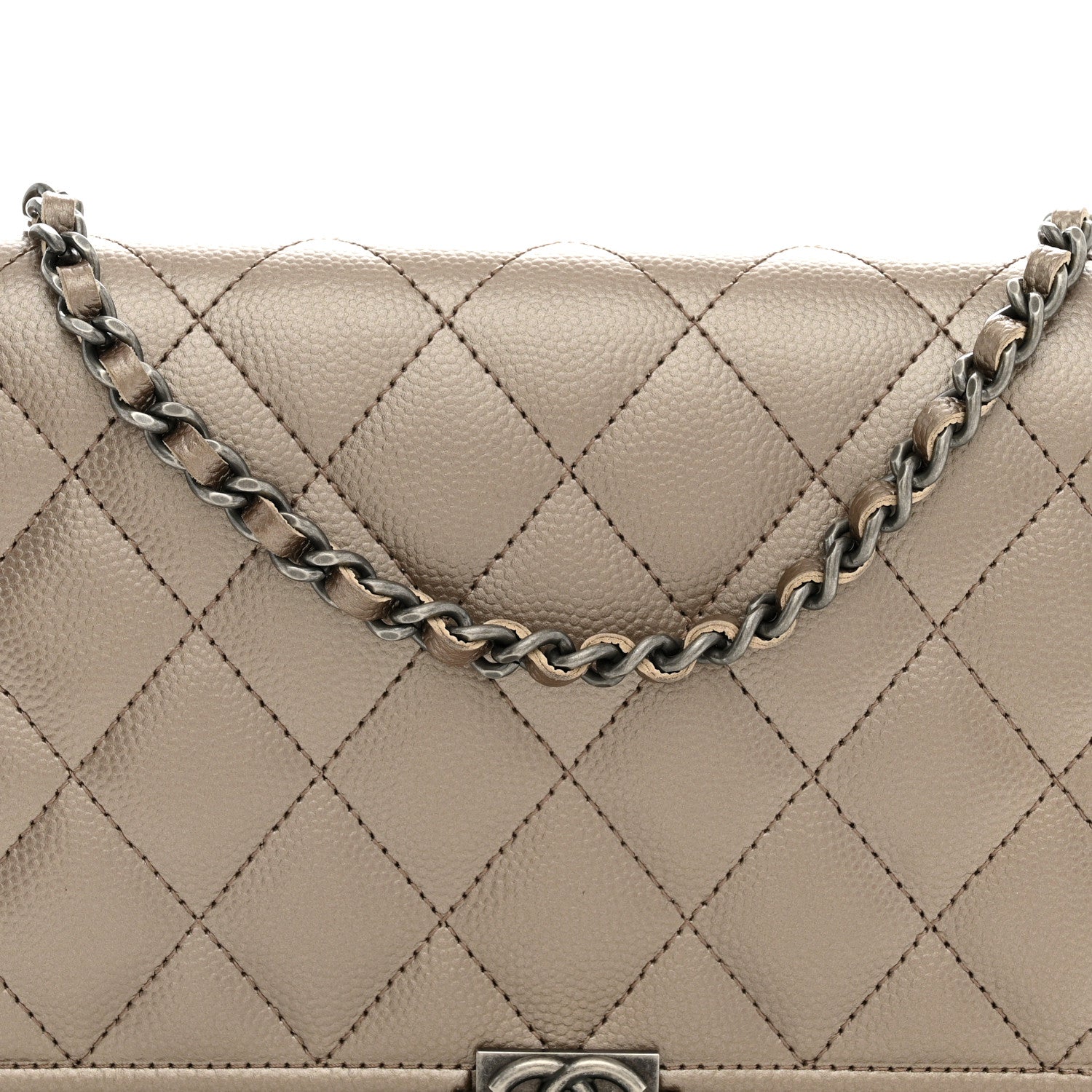 Chanel Metallic Caviar Quilted Boy Wallet On Chain WOC Copper 8 of 13