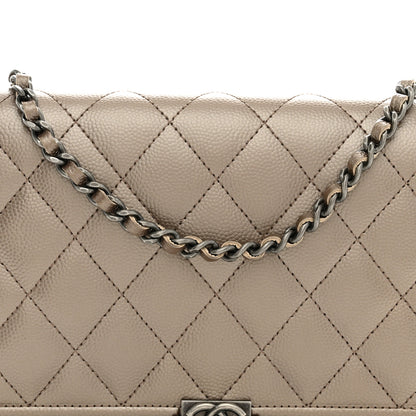 Chanel Metallic Caviar Quilted Boy Wallet On Chain WOC Copper 8 of 13