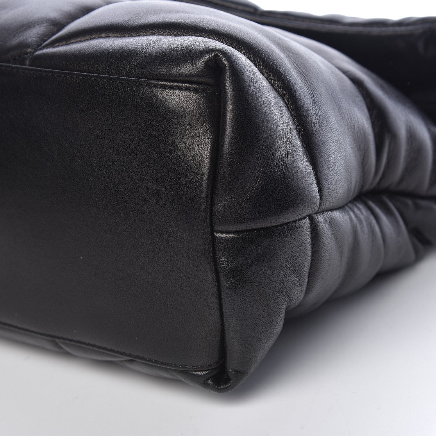 Saint Laurent Lambskin Quilted Medium Loulou Puffer Monogram Chain Satchel Black 10 of 10
