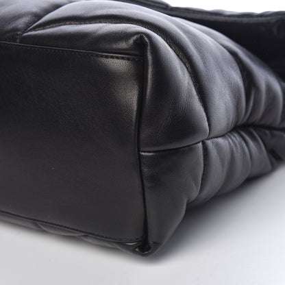 Saint Laurent Lambskin Quilted Medium Loulou Puffer Monogram Chain Satchel Black 10 of 10