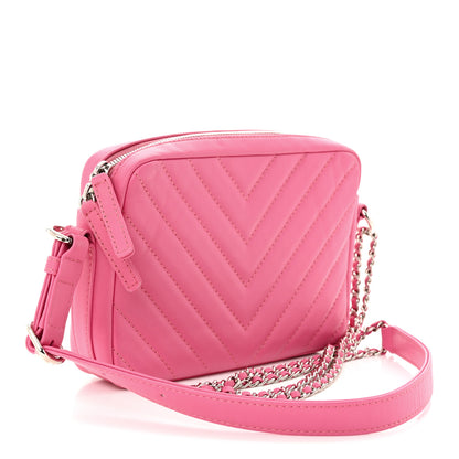 Chanel Lambskin Chevron Quilted Small Promenade Camera Case Pink 3 of 11