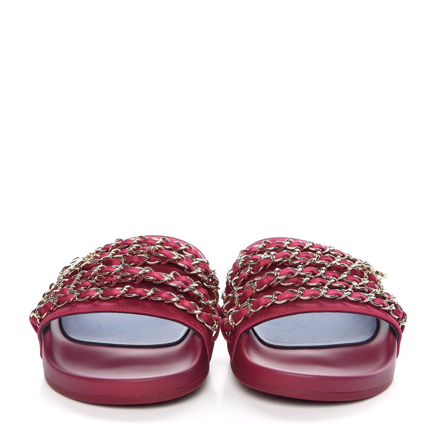 Satin Chain Flat Sandals 35 Dark Fuchsia