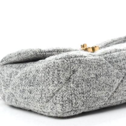 Chanel Tweed Quilted Medium Chanel 19 Flap Grey Ecru 6 of 11