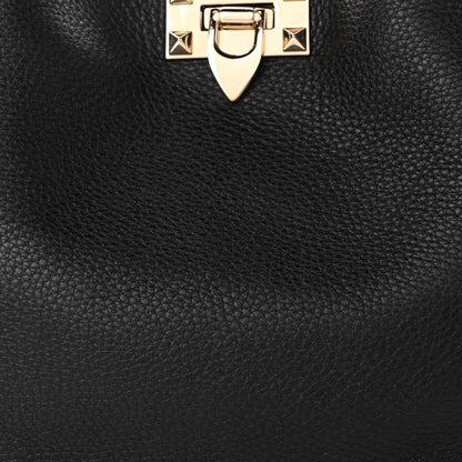 Valentino Garavani Grained Calfskin Small Rockstud Flip Lock Tote Black Rose Quartz 7 of 9
