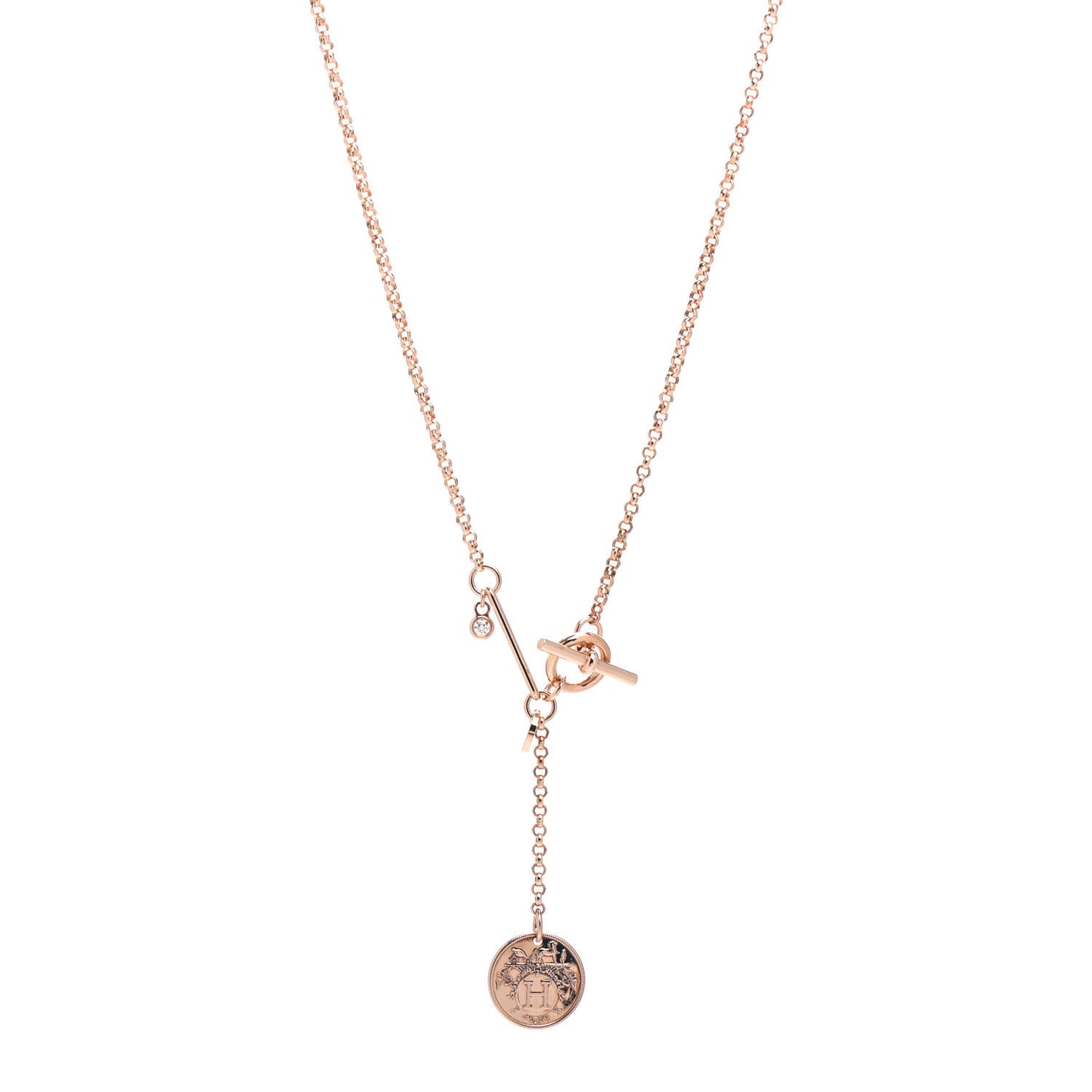 18K Rose Gold Diamond PM Ex-Libris Pendant Necklace