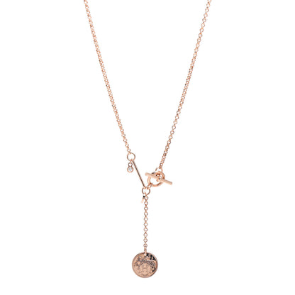 Hermes 18K Rose Gold Diamond PM Ex-Libris Pendant Necklace 1 of 5
