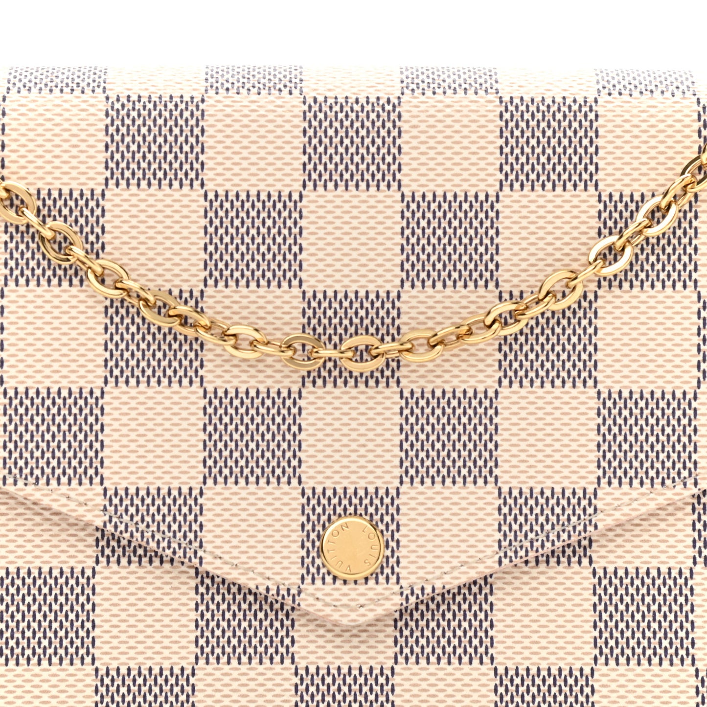 Damier Azur Pochette Felicie Chain Wallet Rose Ballerine
