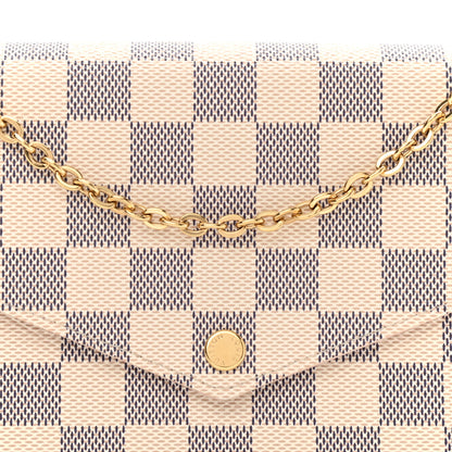 Louis Vuitton Damier Azur Pochette Felicie Chain Wallet Rose Ballerine 8 of 11